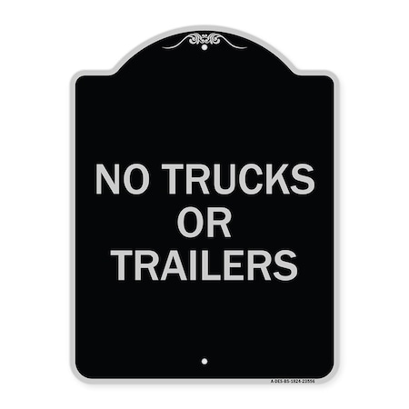 Signmission No Trucks or Trailers Heavy-Gauge Aluminum Architectural Sign, 24" H, BS-1824-23556 A-DES-BS-1824-23556